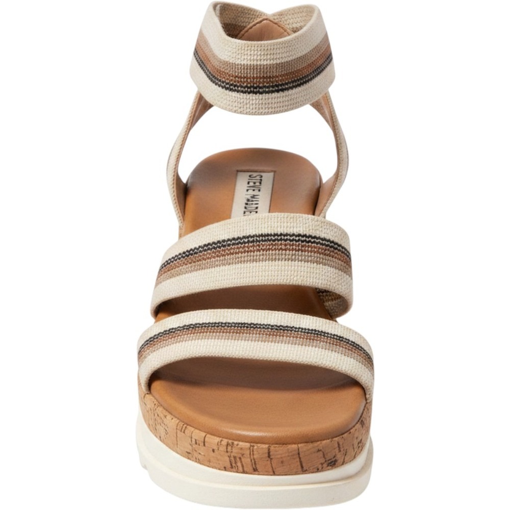 Steve‎ Madden Bandi Tan Striped Elastic Platform Sandals Womens 7.5 BAND02S1